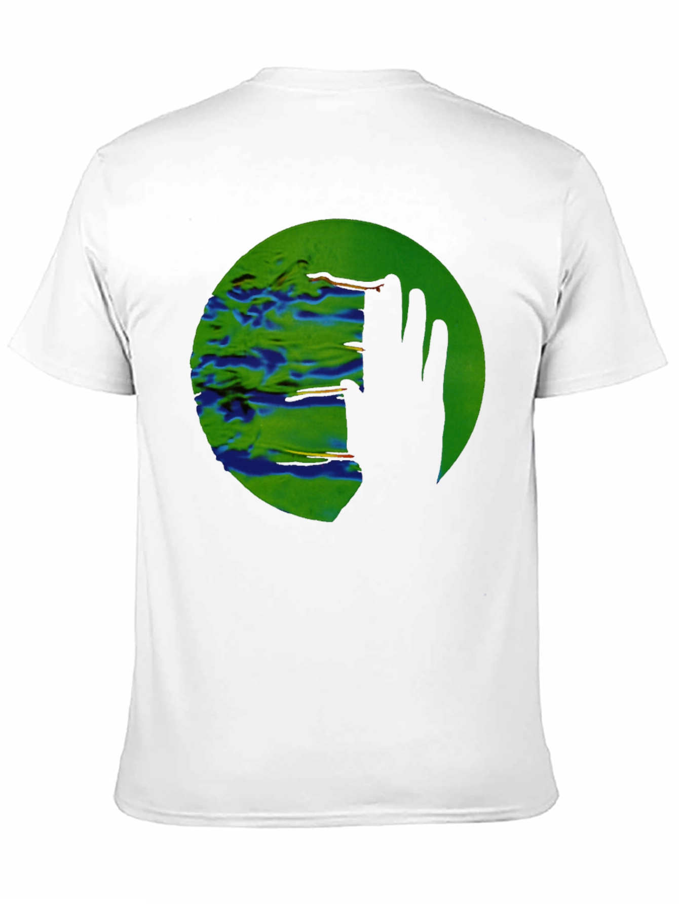 Abstract Green Circle Graphic Print Black T-Shirt