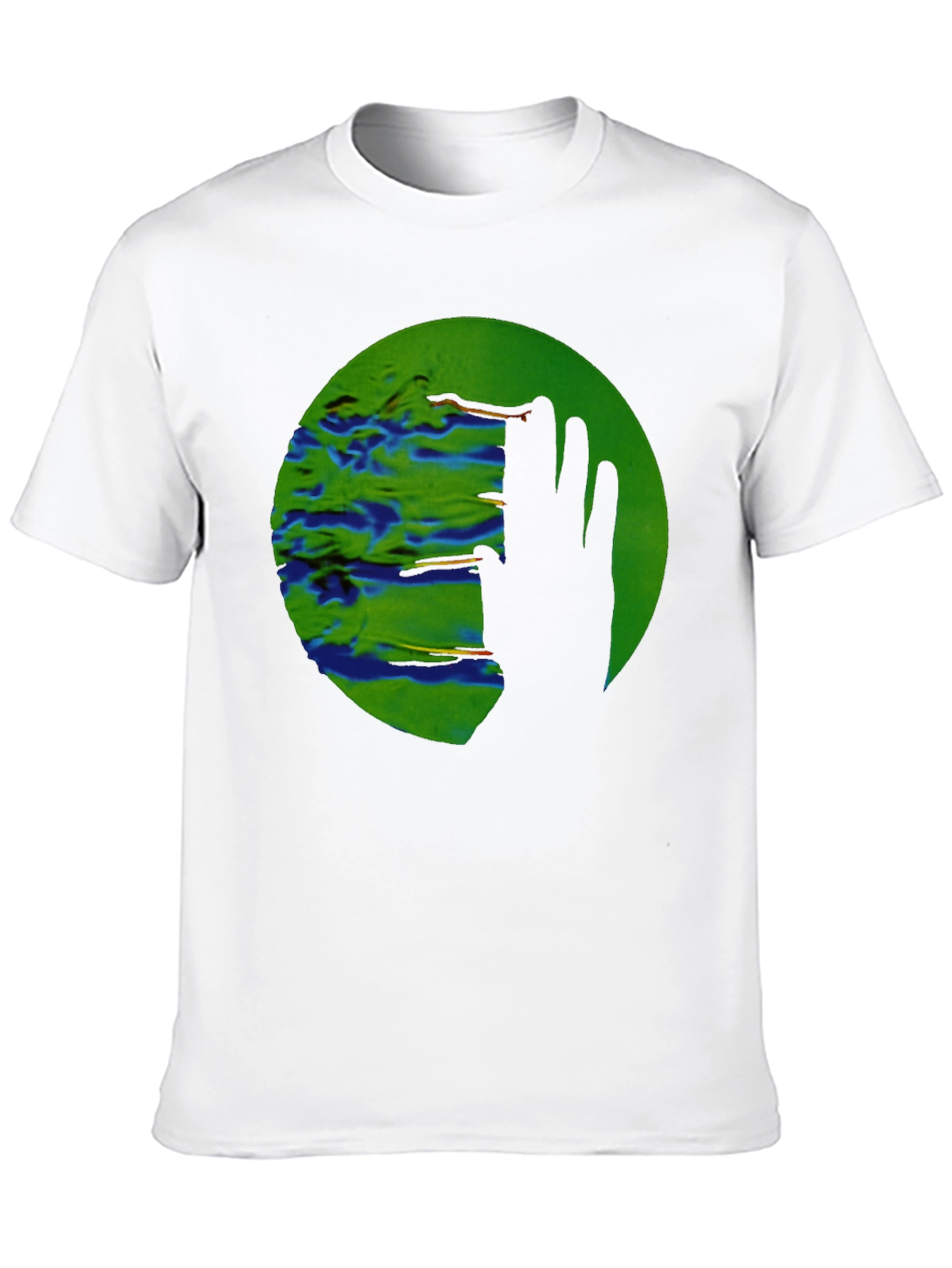 Abstract Green Circle Graphic Print Black T-Shirt