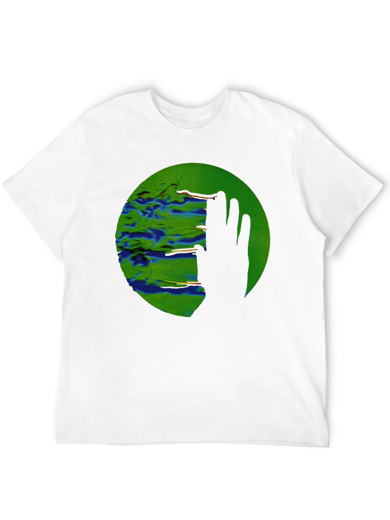 Abstract Green Circle Graphic Print Black T-Shirt