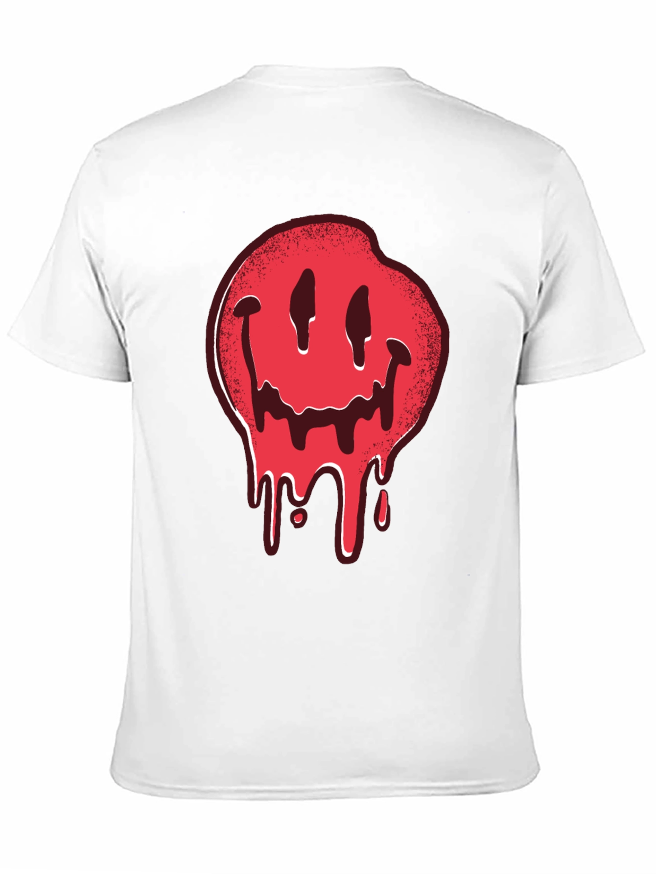 Melting Smiley Face Graphic Tee - Black Cotton T-Shirt