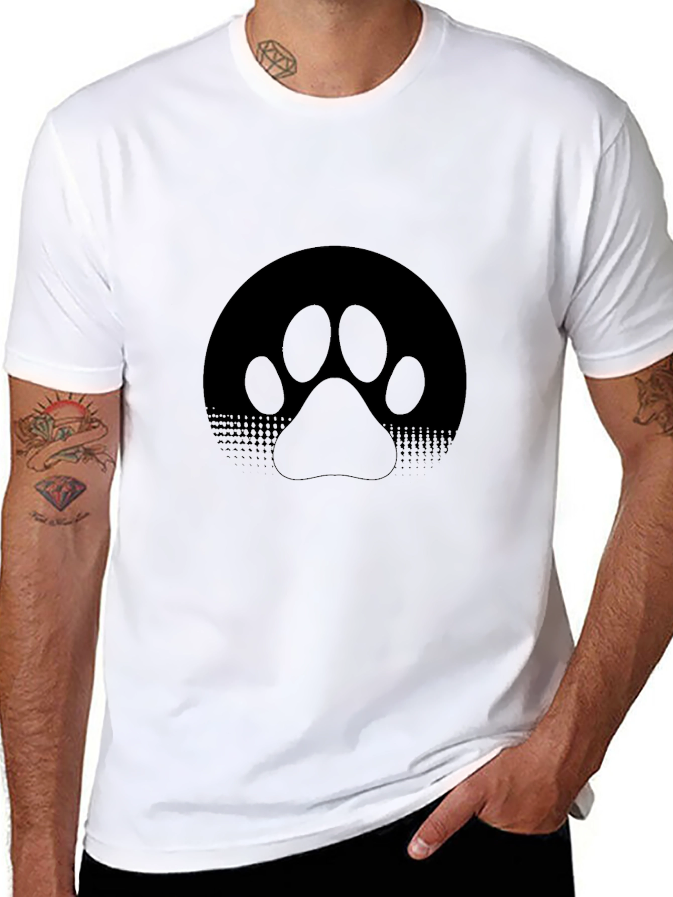 Paw Print Graphic Tee - Mens Black T-Shirt