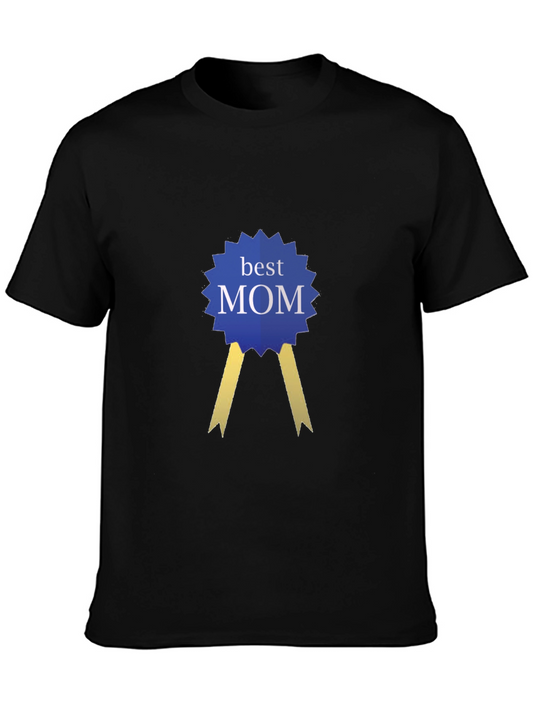 Best Mom Award Ribbon Graphic Tee - Black