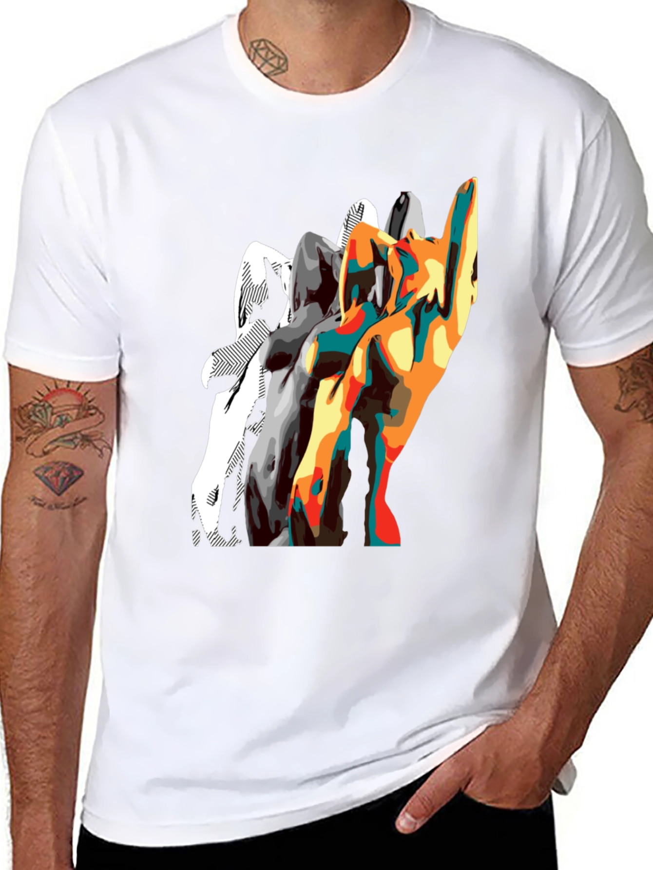Abstract Silhouette Graphic Mens Black T-Shirt