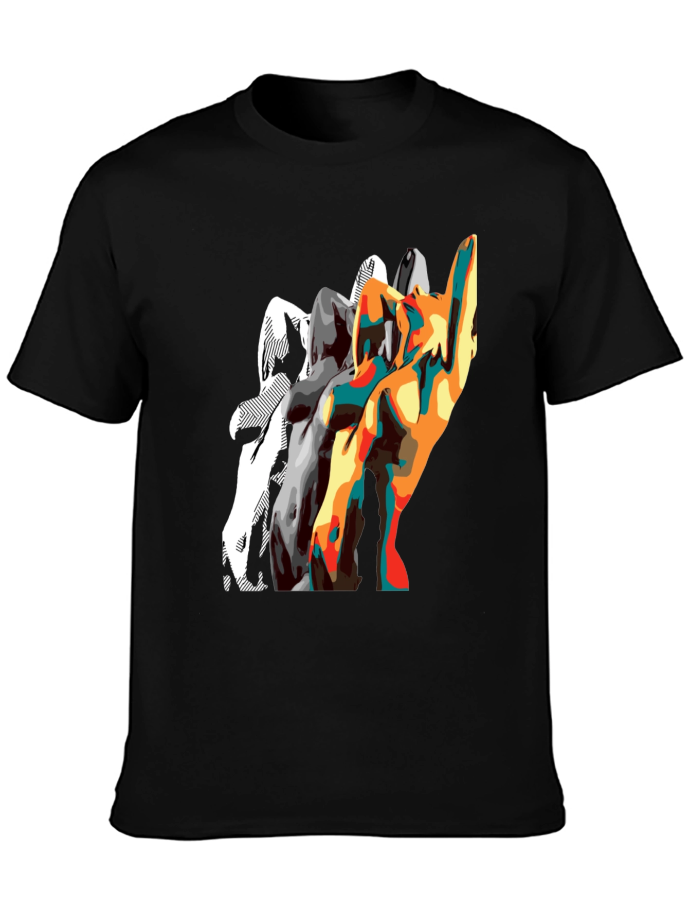 Abstract Silhouette Graphic Mens Black T-Shirt