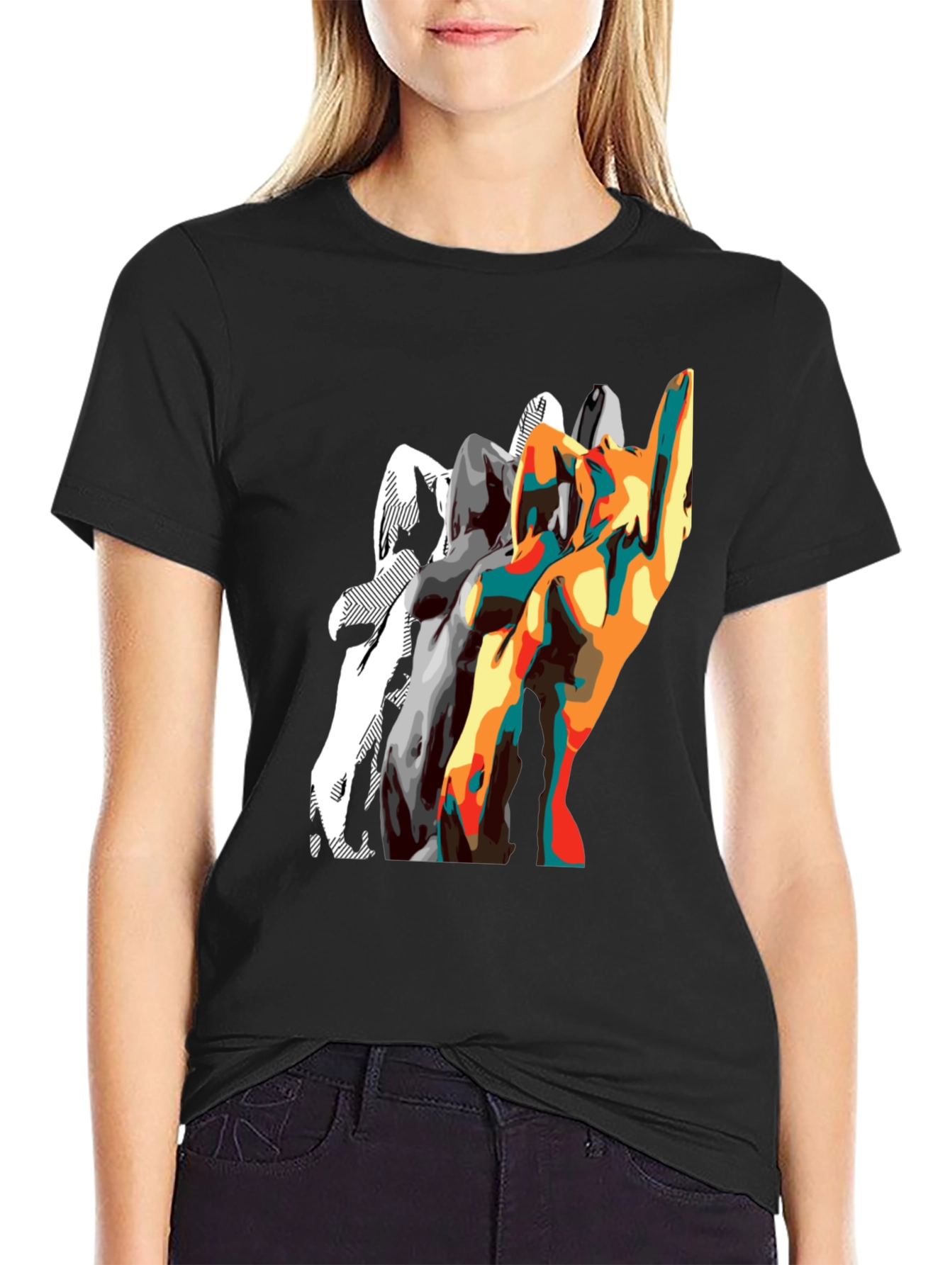 Abstract Silhouette Graphic Mens Black T-Shirt