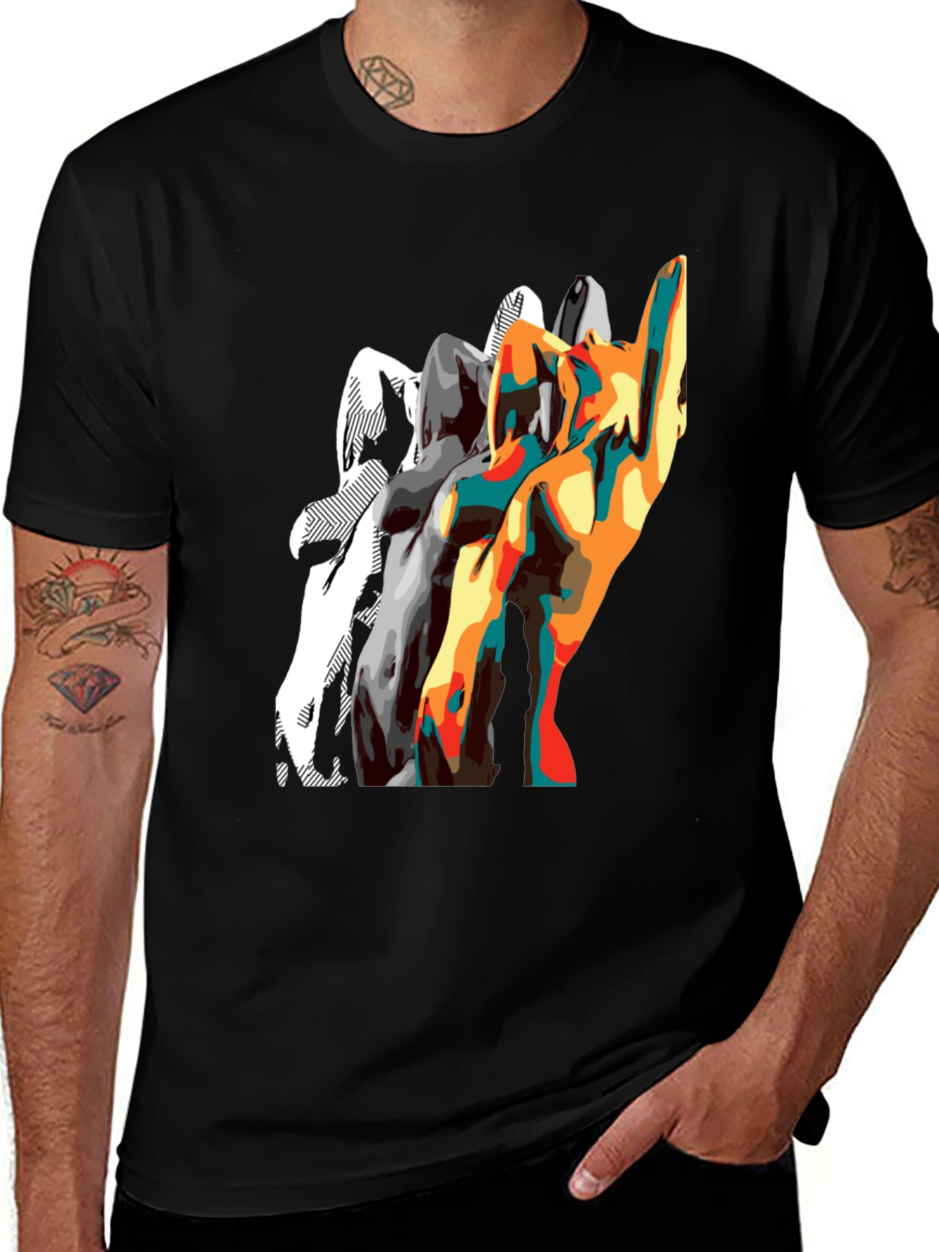 Abstract Silhouette Graphic Mens Black T-Shirt