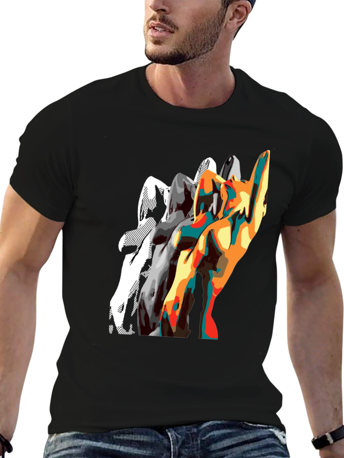 Abstract Silhouette Graphic Mens Black T-Shirt