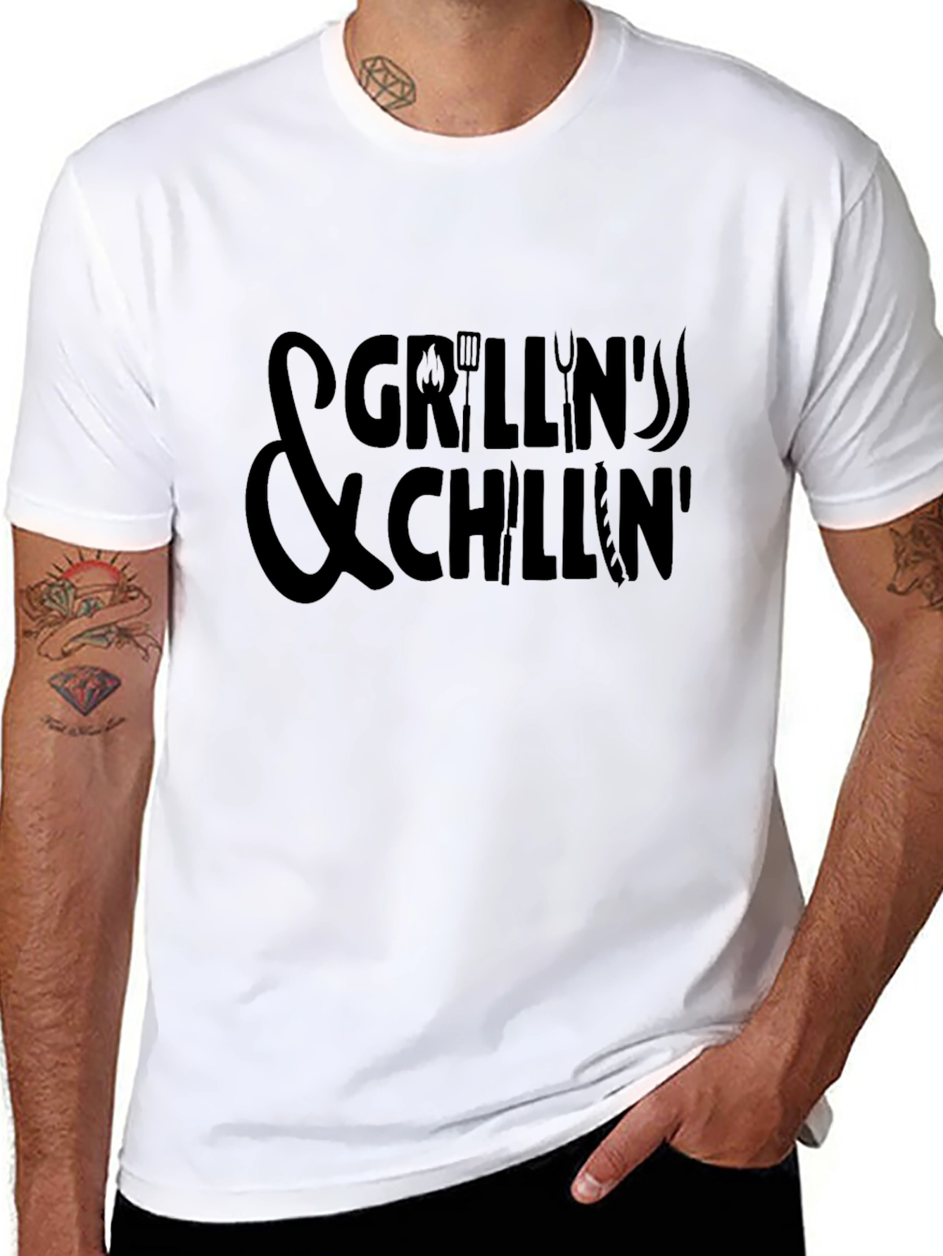 Grillin & Chillin Graphic Tee - Black BBQ T-Shirt