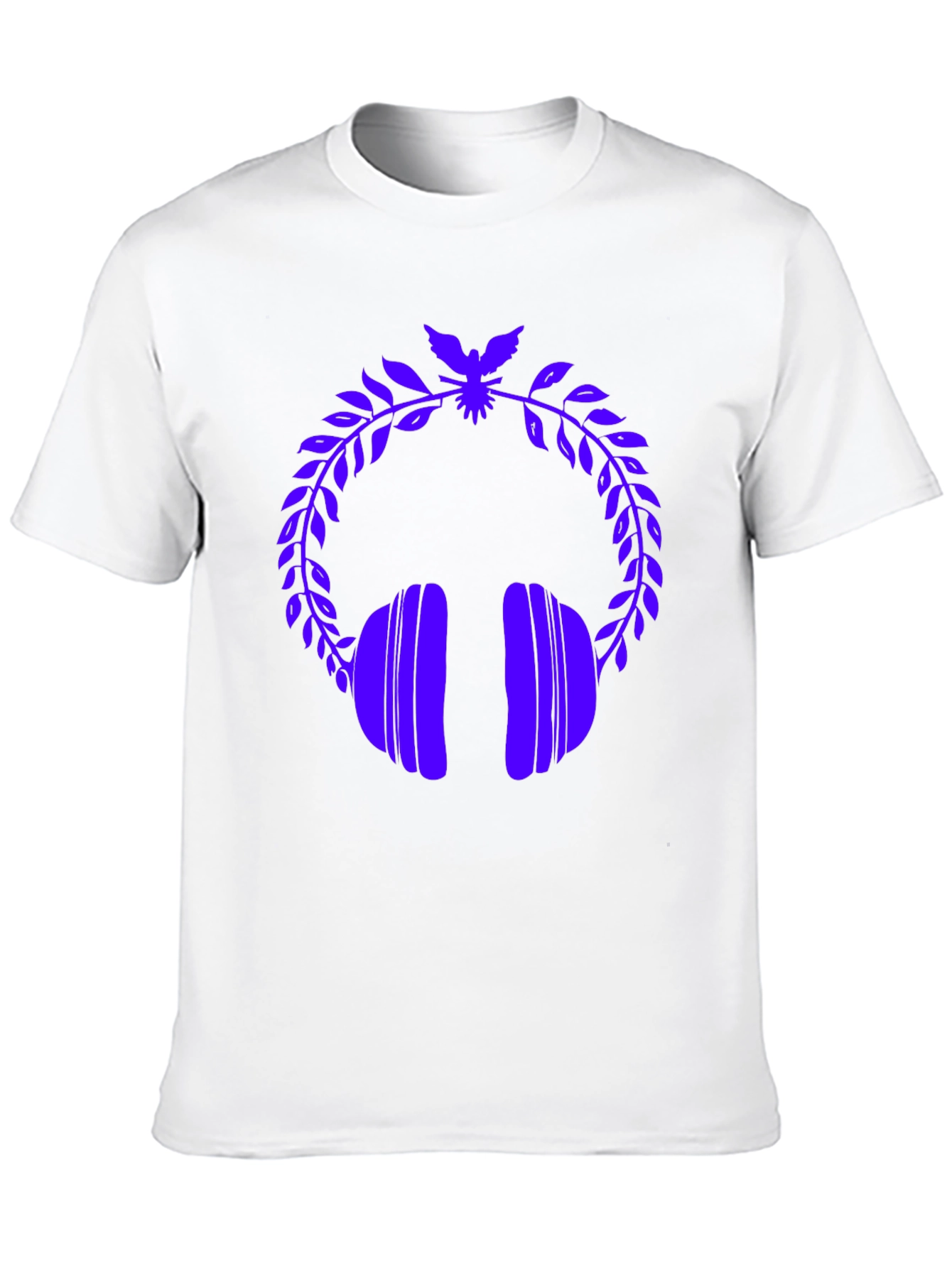 Stylish Graphic Tee - Headphones & Laurel Wreath
