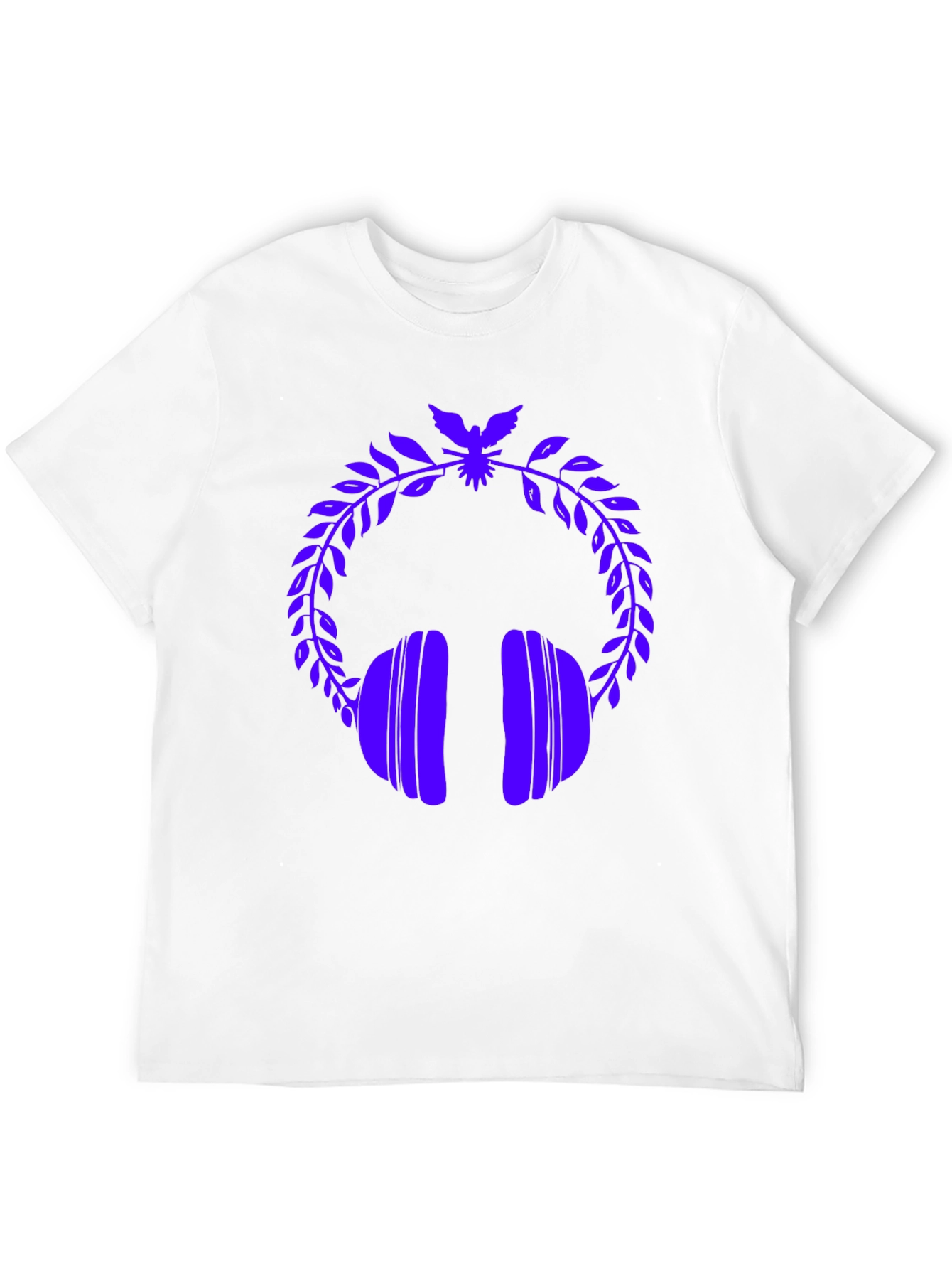 Stylish Graphic Tee - Headphones & Laurel Wreath