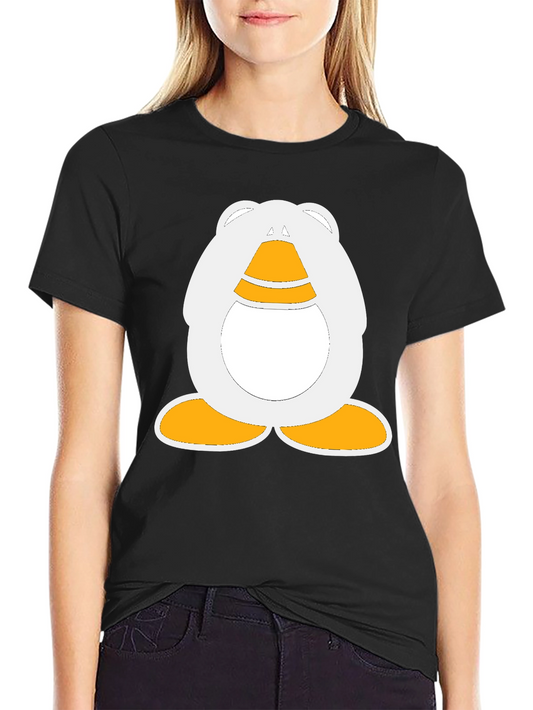 Cartoon Penguin Graphic Black T-Shirt
