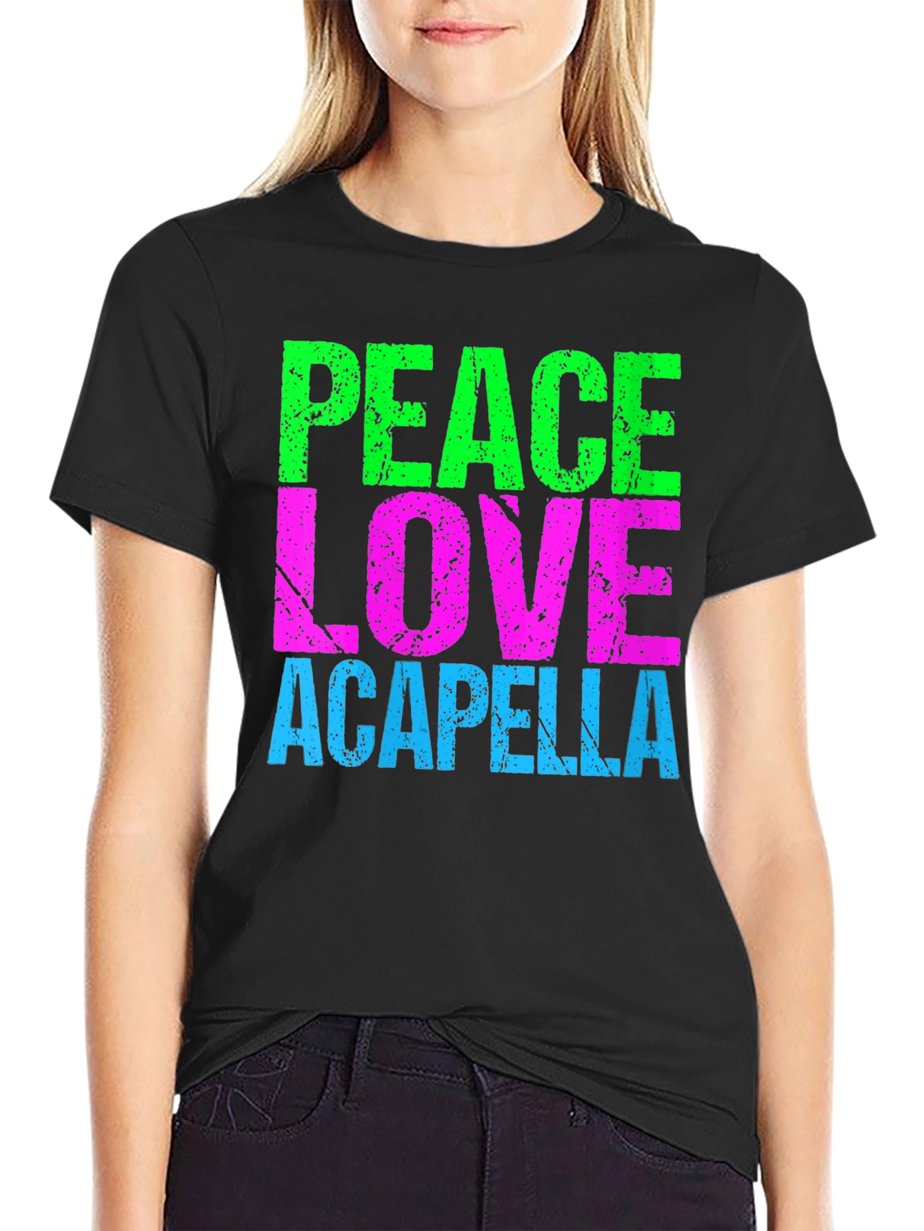 Peace Love Acapella Black T-Shirt