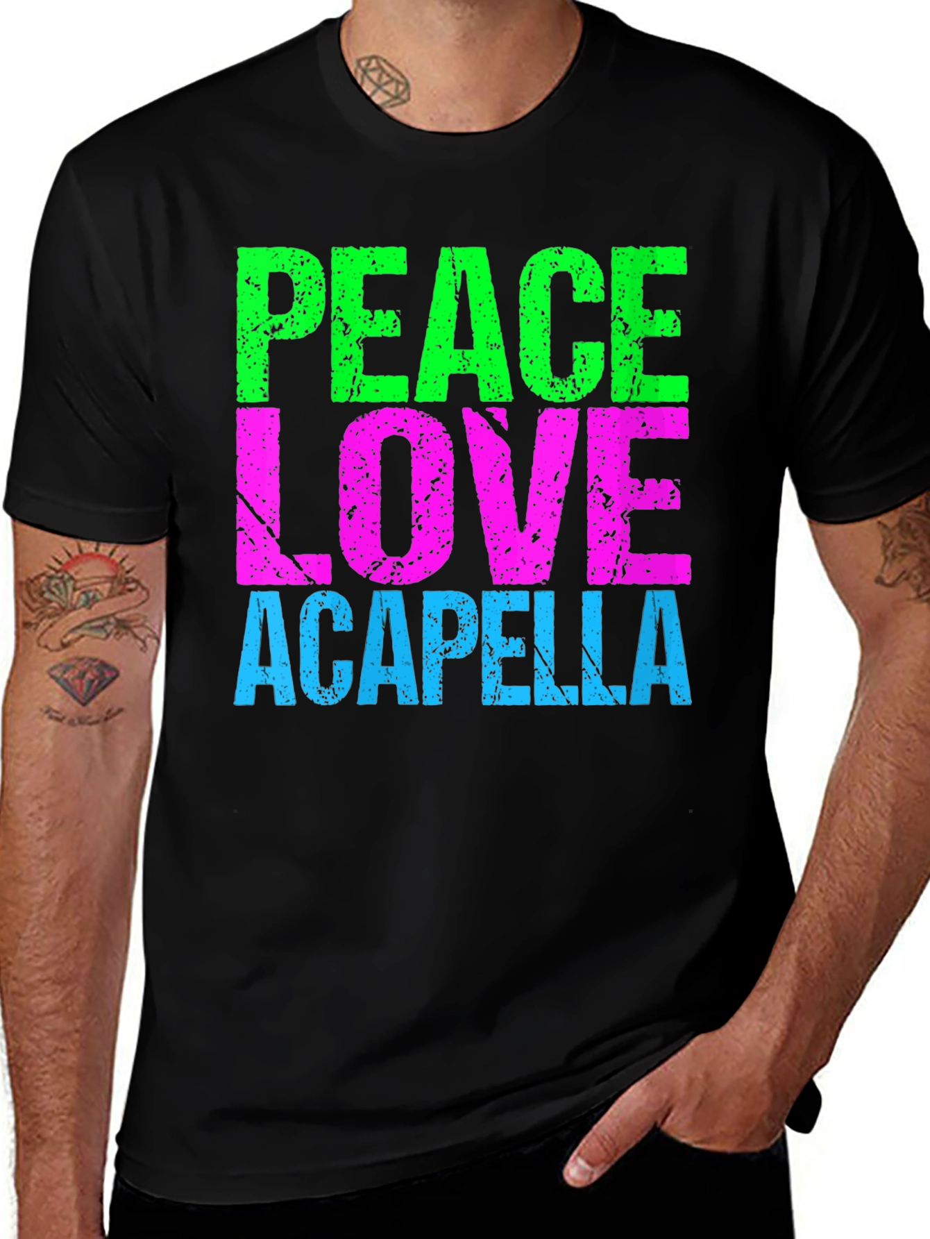 Peace Love Acapella Black T-Shirt