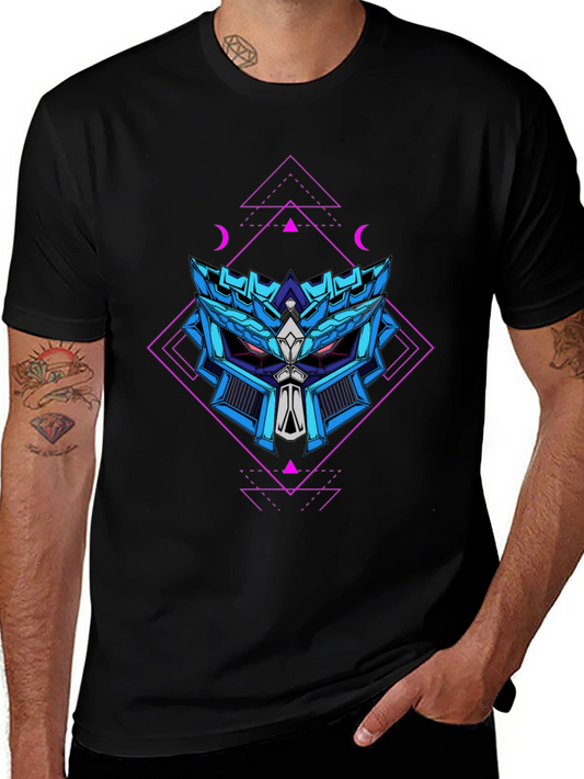 Geometric Robot Head Graphic T-Shirt