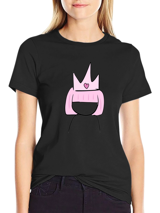 Cartoon Princess T-Shirt - Black Cotton Tee