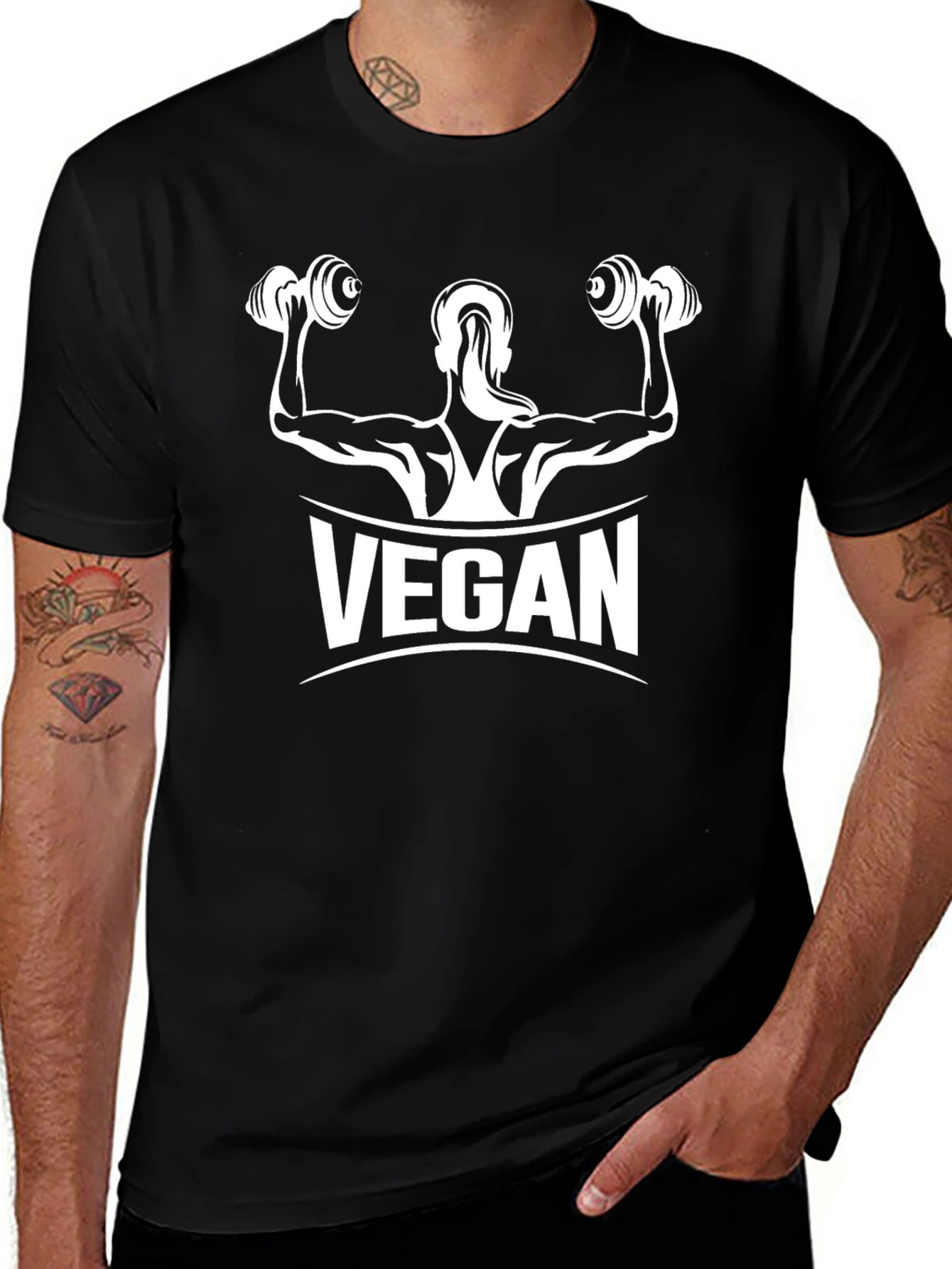 Vegan Muscle Tee - Black Cotton Fitness Shirt