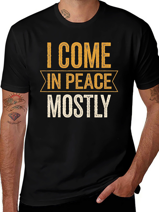 I Come In Peace Mostly Black Graphic Tee
