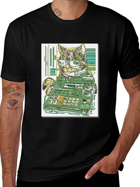 Cat DJ Graphic Tee - Cool & Unique Design