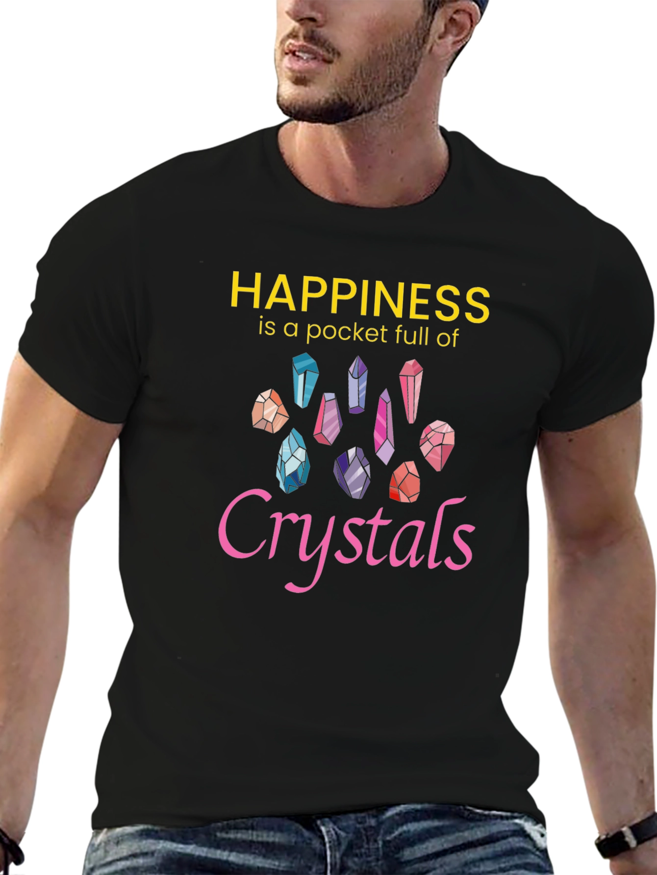 Happiness Crystals Graphic Tee - Black