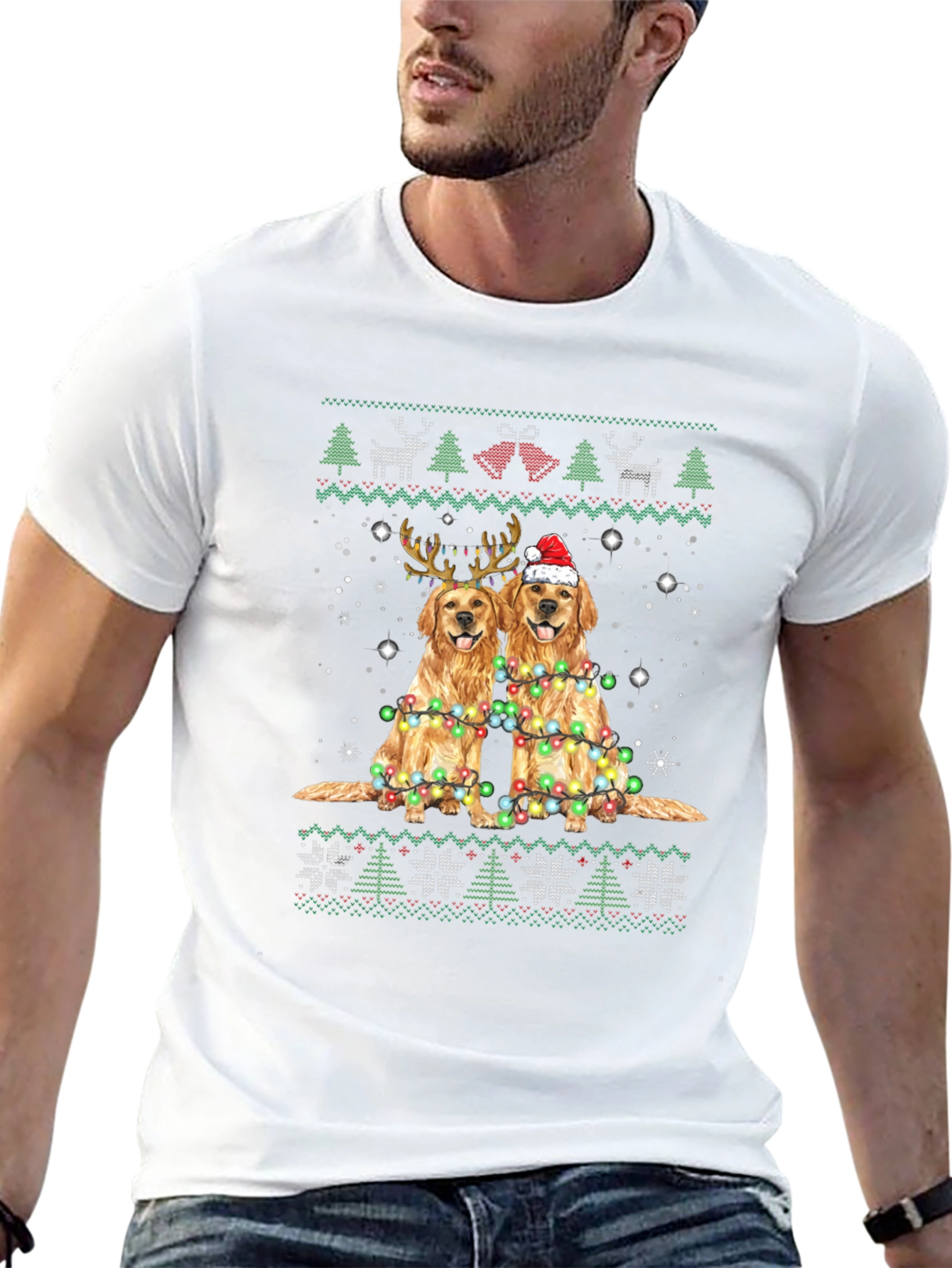 Festive Golden Retriever Christmas T-Shirt