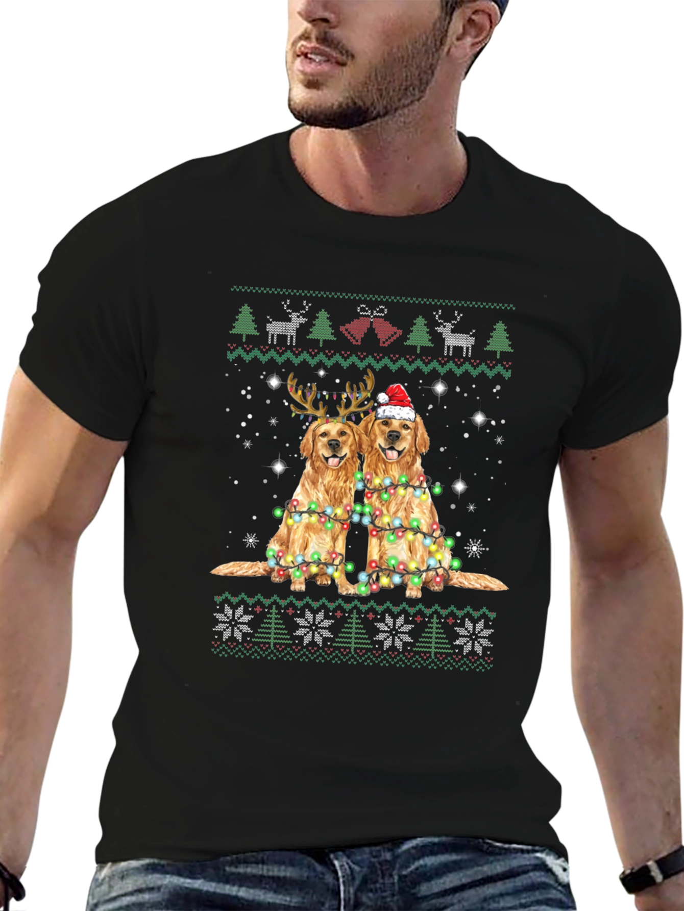 Festive Golden Retriever Christmas T-Shirt