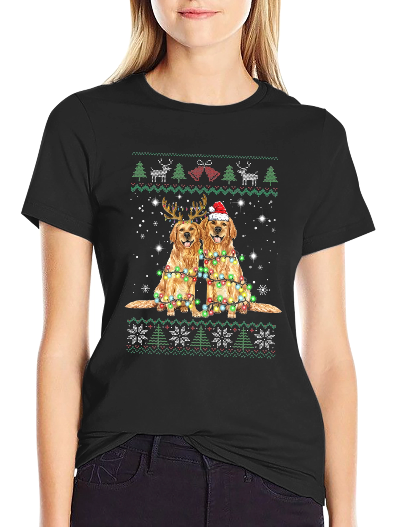 Festive Golden Retriever Christmas T-Shirt