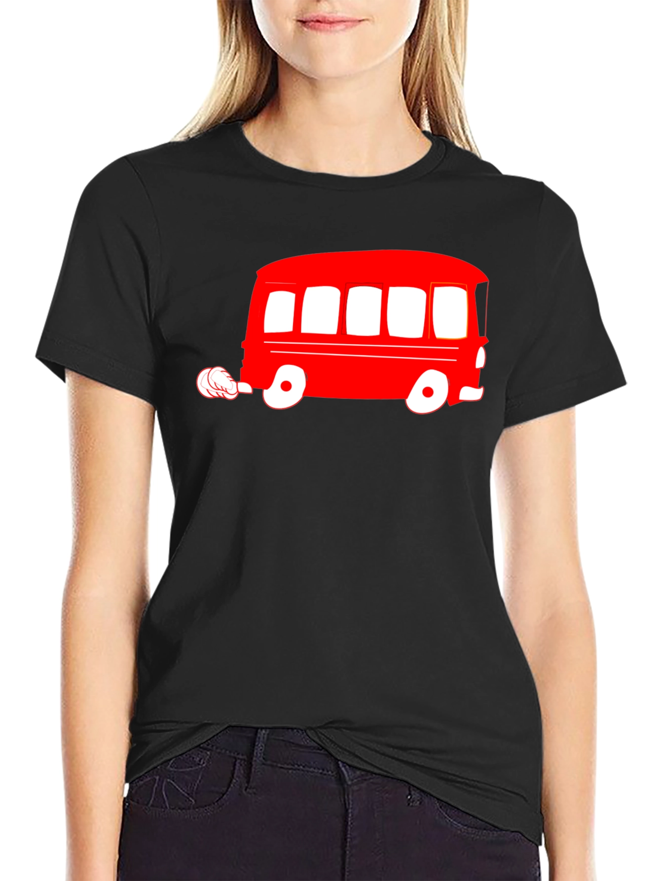 Retro Red Bus Graphic Tee - Classic Style