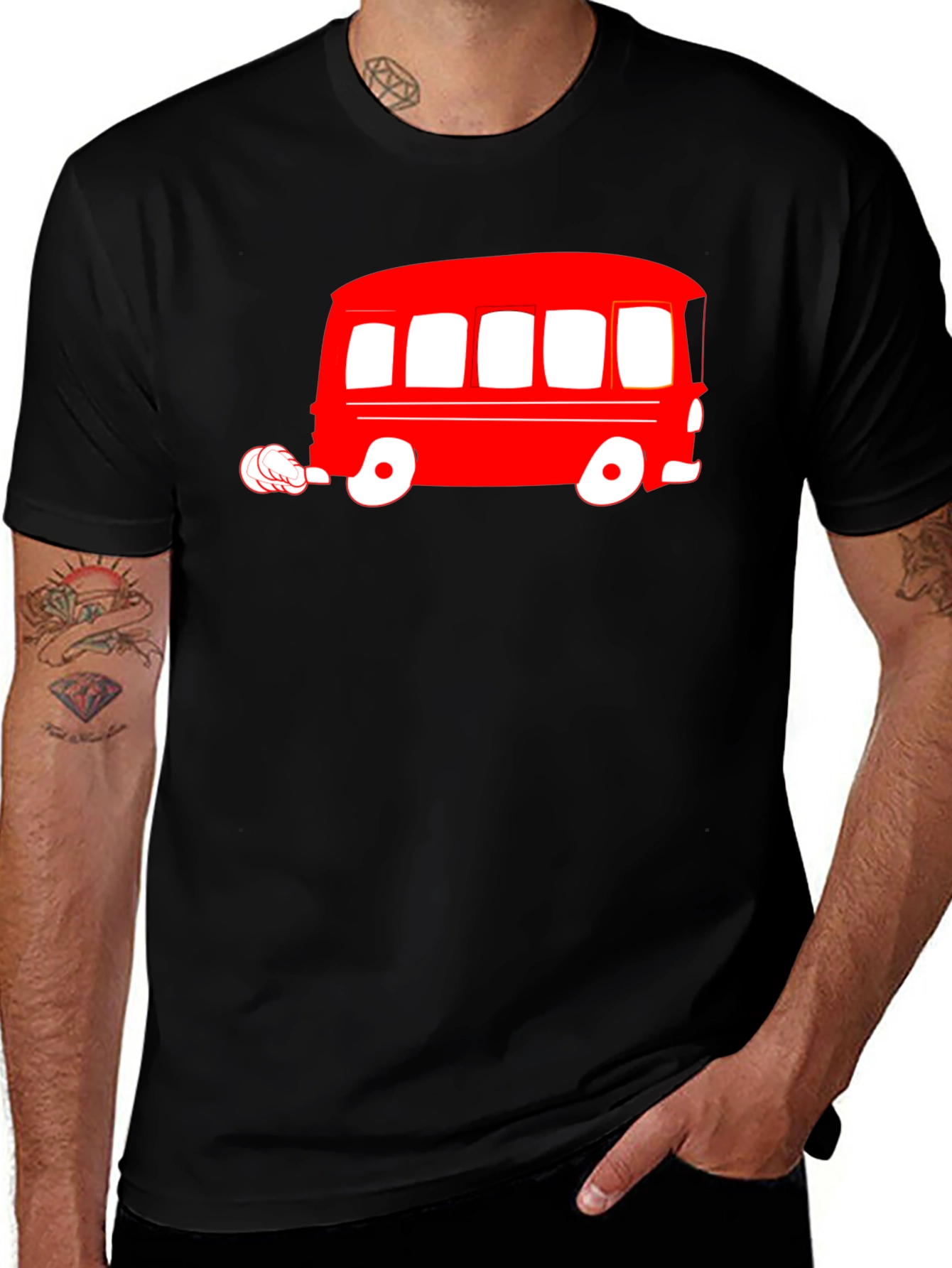 Retro Red Bus Graphic Tee - Classic Style