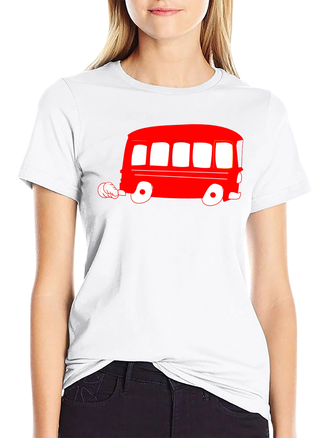 Retro Red Bus Graphic Tee - Classic Style