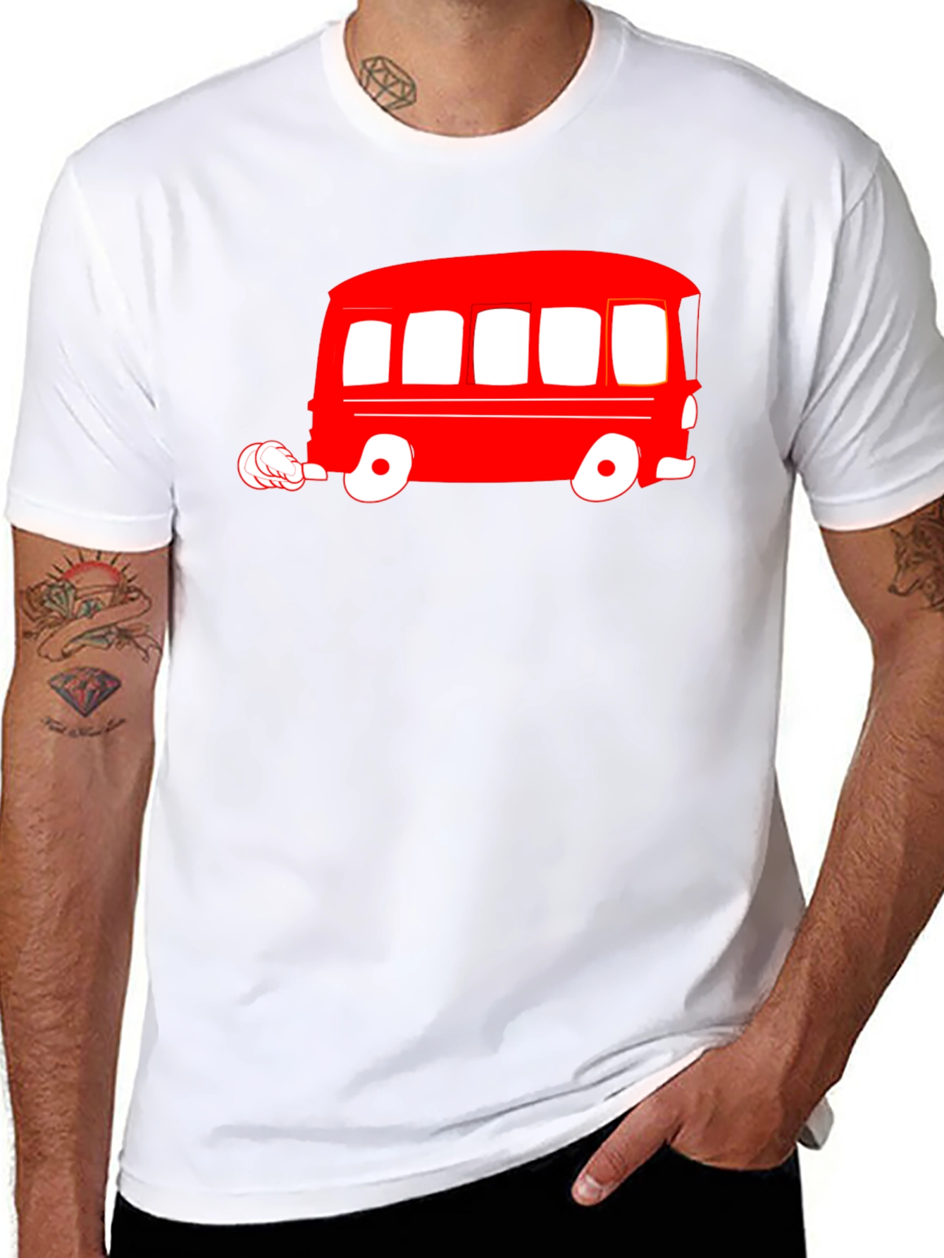 Retro Red Bus Graphic Tee - Classic Style