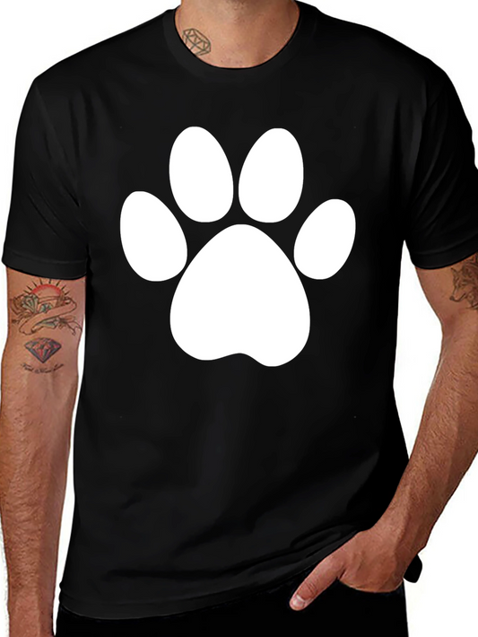 Black T-Shirt with White Paw Print Design