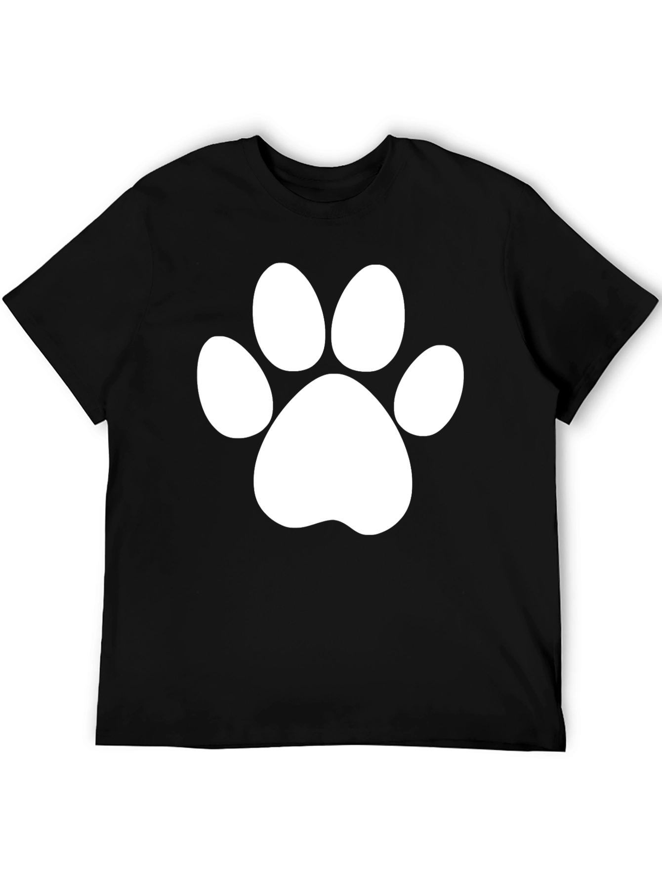 Black T-Shirt with White Paw Print Design