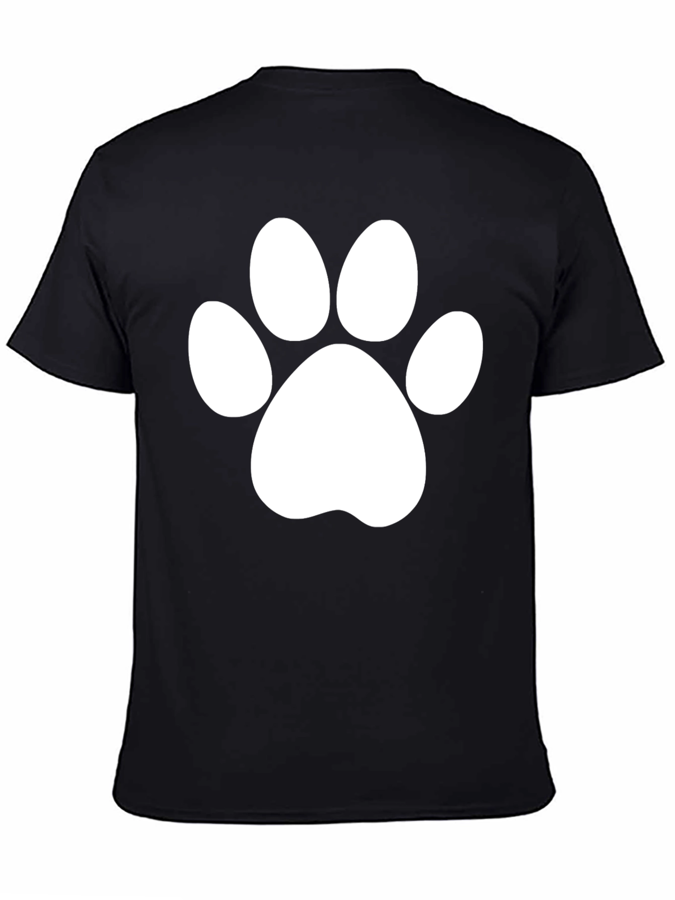 Black T-Shirt with White Paw Print Design