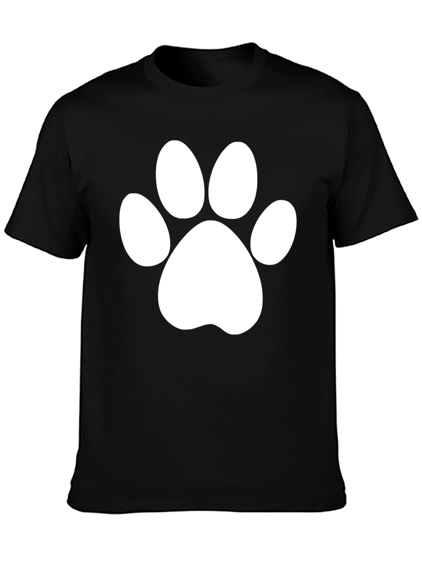 Black T-Shirt with White Paw Print Design