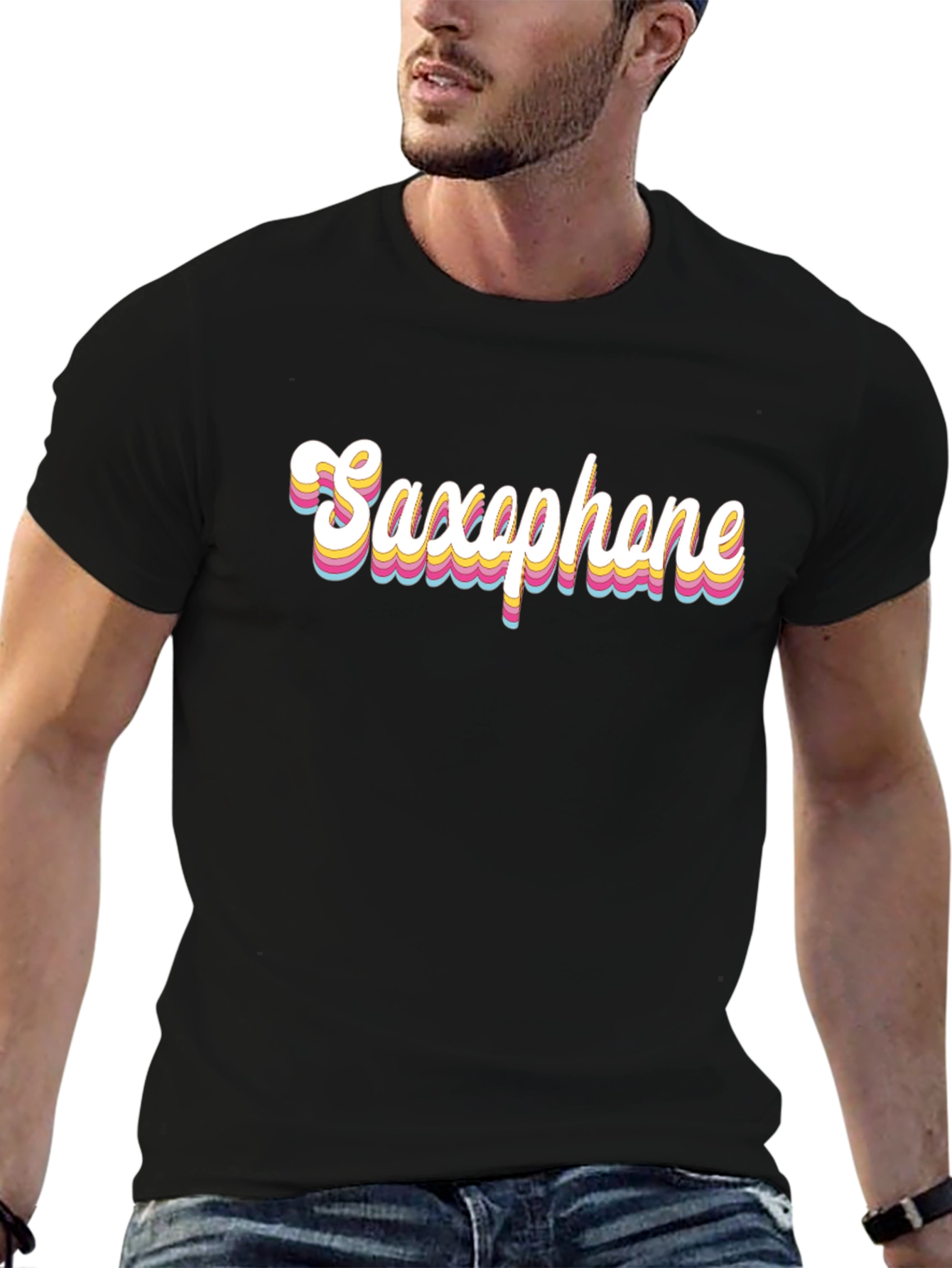 Saxophone Rainbow Retro Style T-Shirt