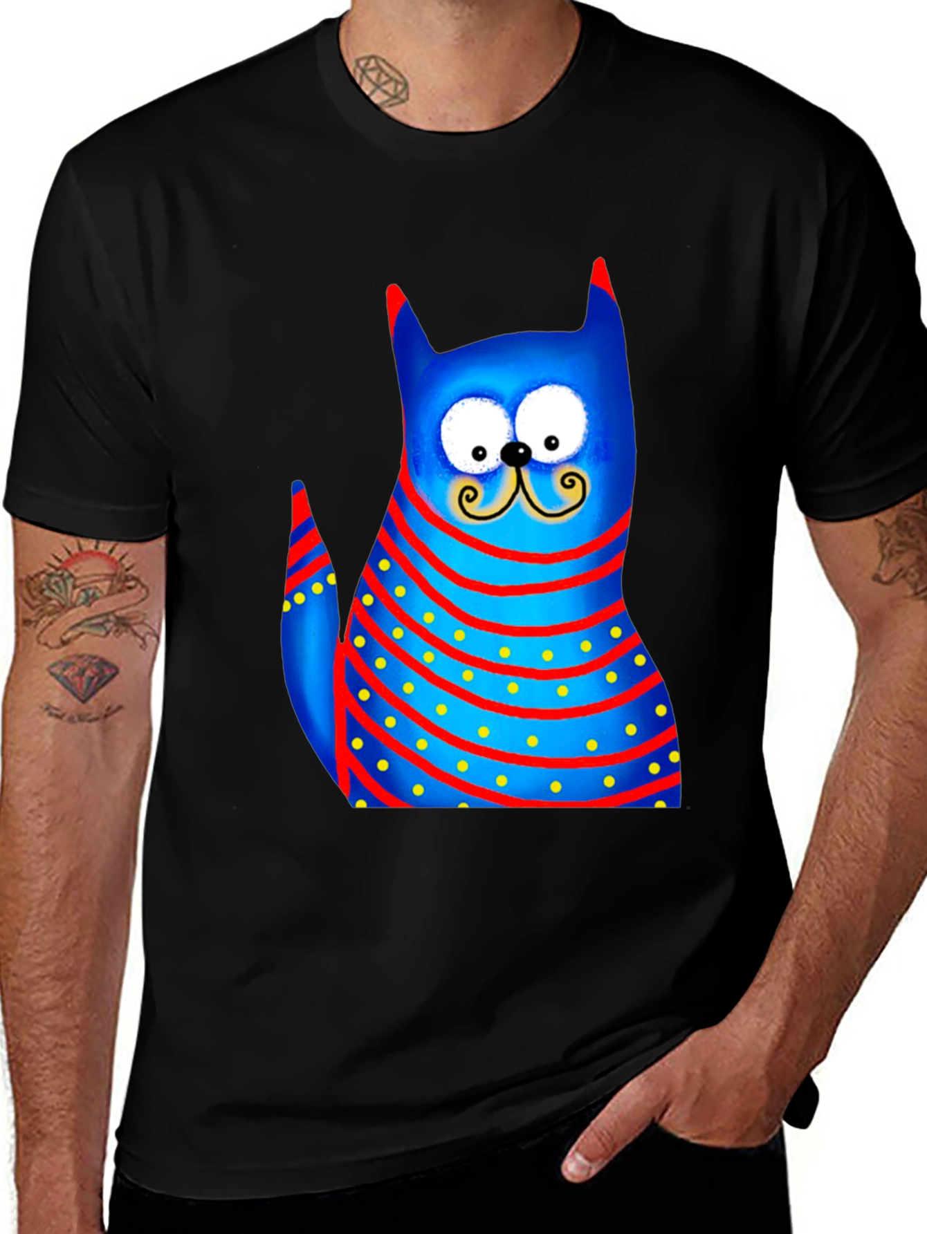 Cartoon Cat Graphic Tee - Whimsical Style