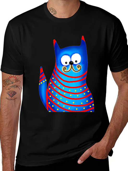 Cartoon Cat Graphic Tee - Whimsical Style