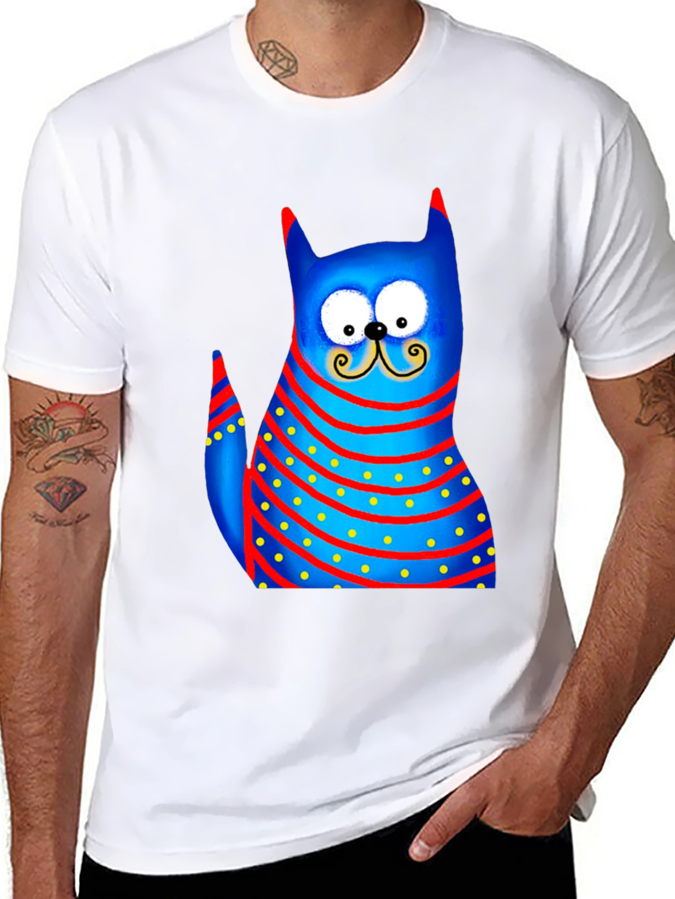 Cartoon Cat Graphic Tee - Whimsical Style