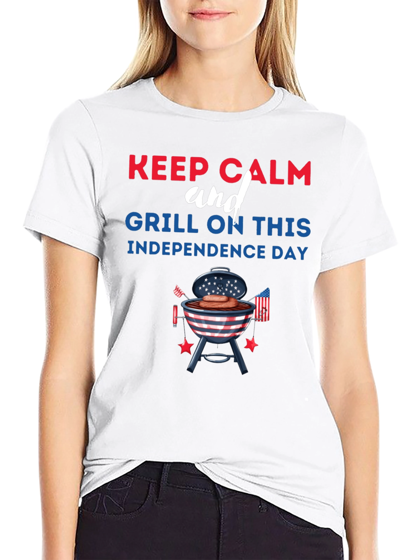 Keep Calm Grill On Independence Day T-Shirt