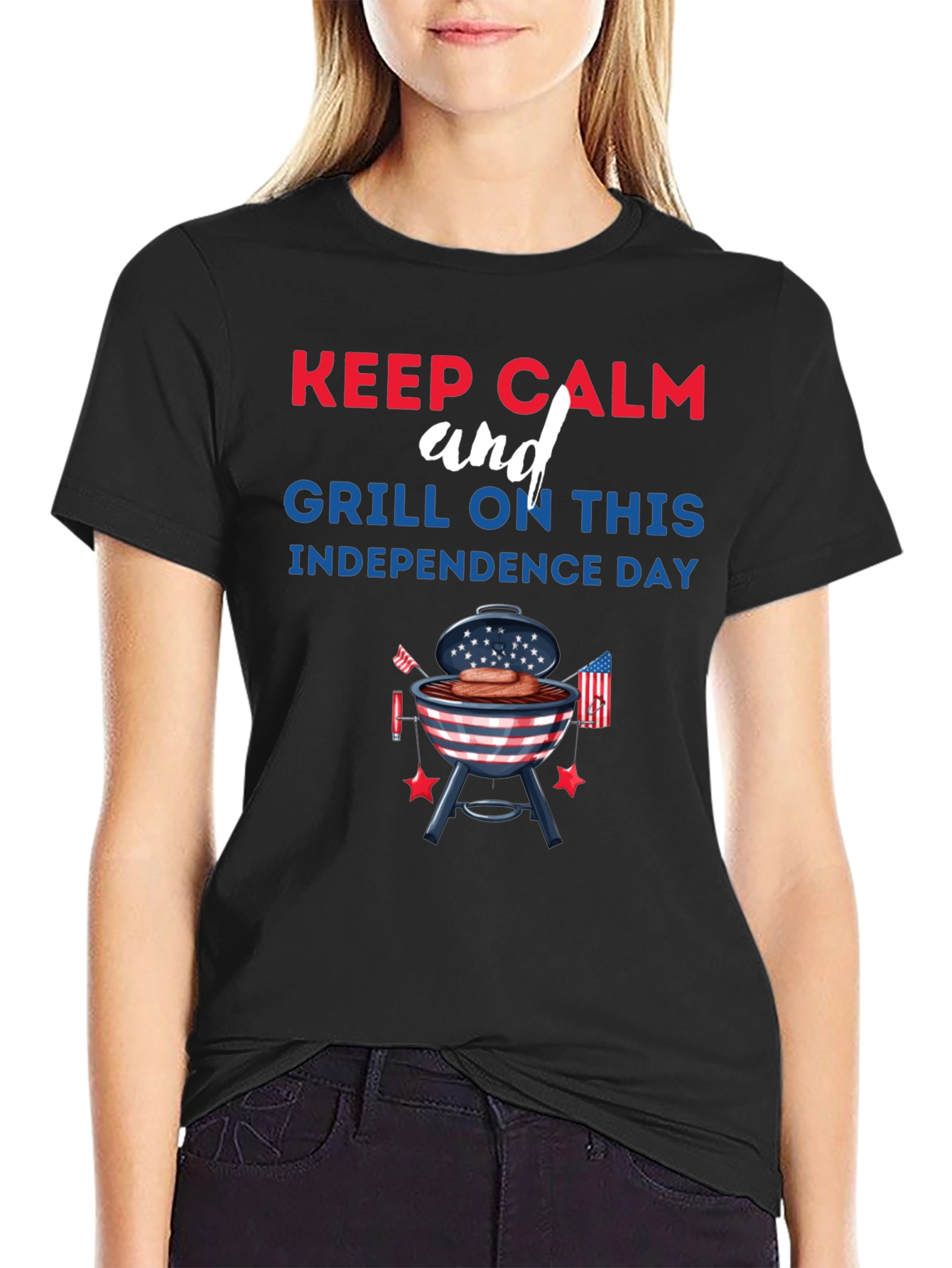 Keep Calm Grill On Independence Day T-Shirt