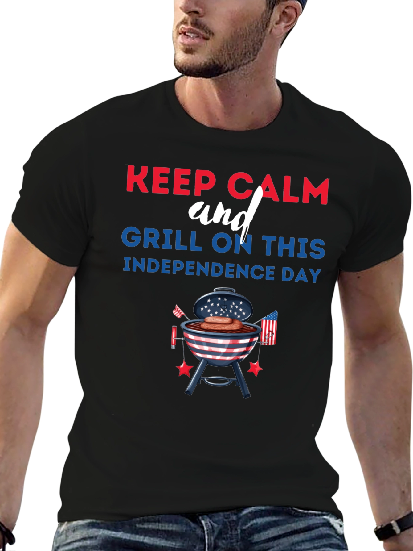 Keep Calm Grill On Independence Day T-Shirt