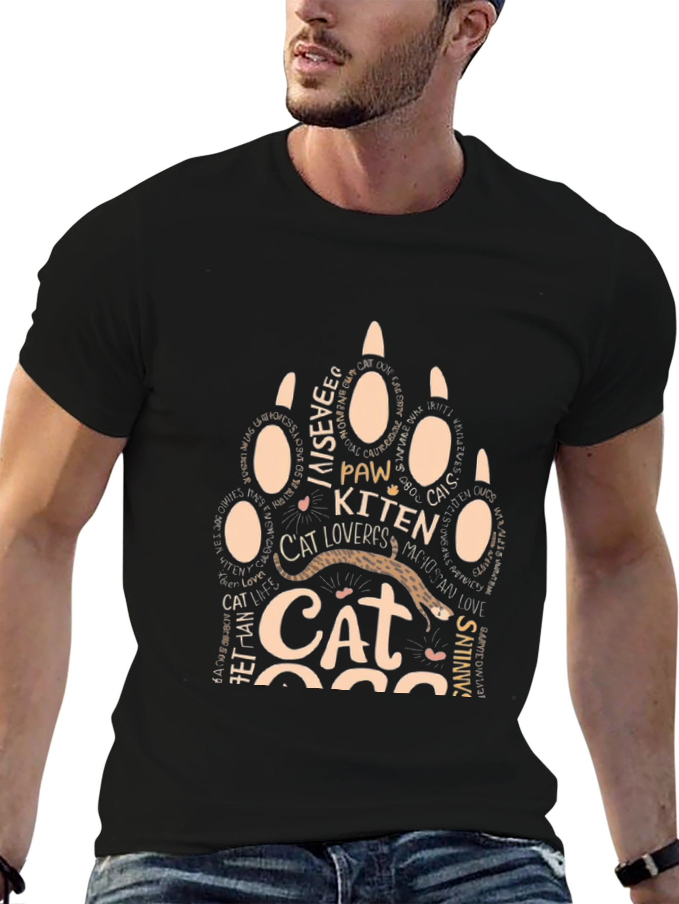 Cat Lover Paw Print T-Shirt - Unisex Graphic Tee