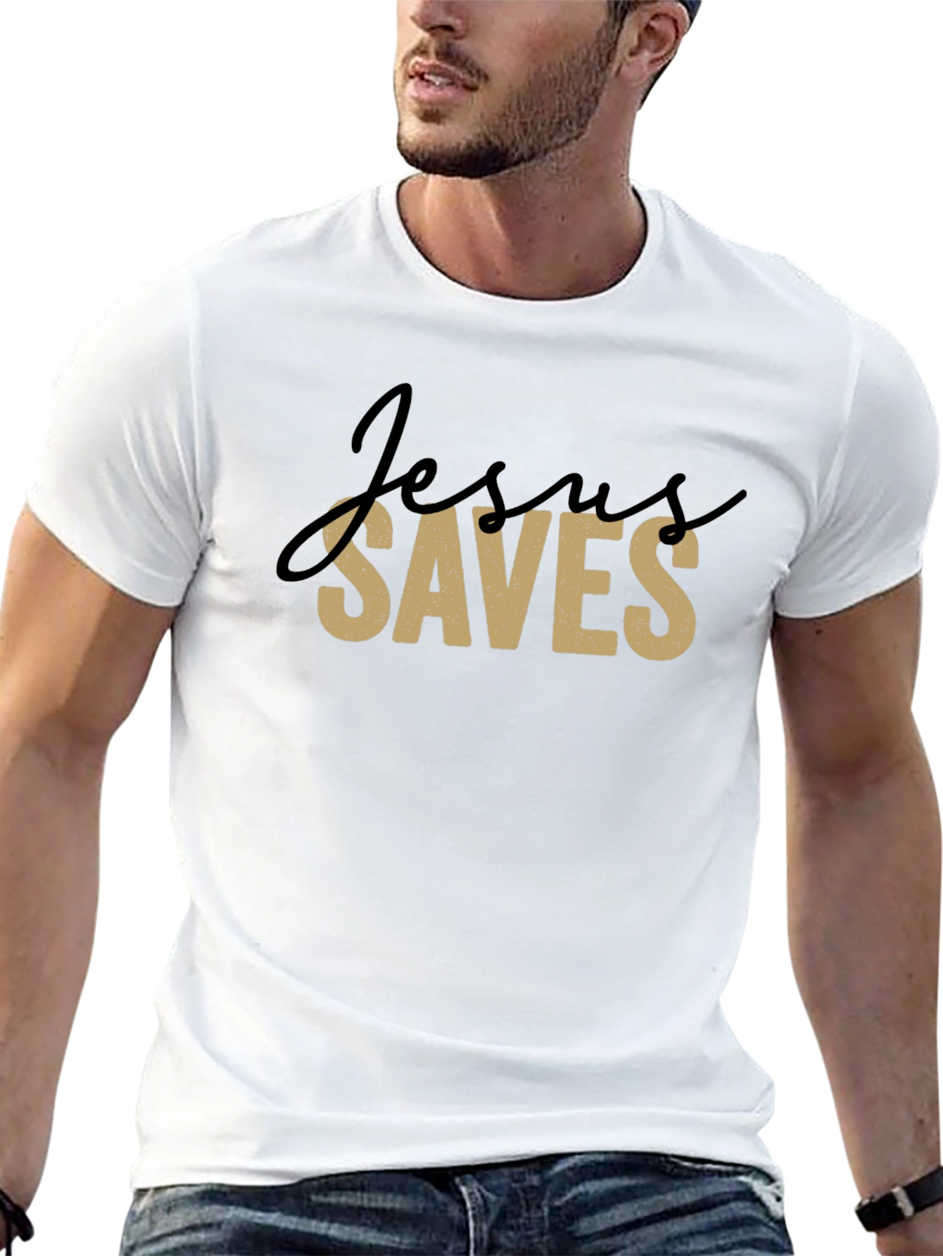 Jesus Saves Graphic T-Shirt - Black