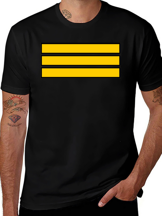 Captain Stripes Black Tee - Bold Yellow Lines