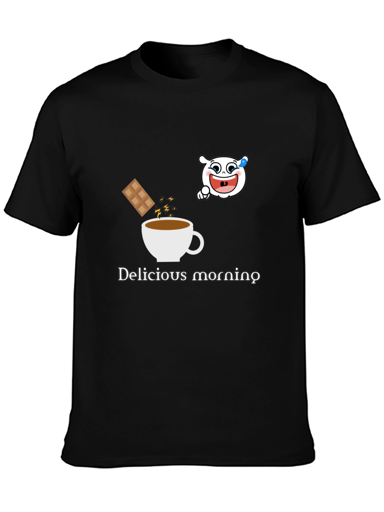 Delicious Morning Graphic Tee - Black Cotton Blend