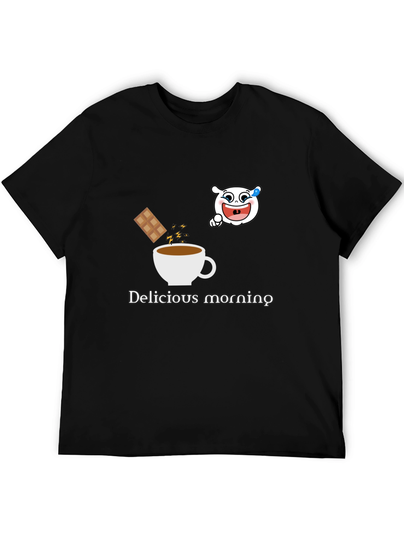 Delicious Morning Graphic Tee - Black Cotton Blend