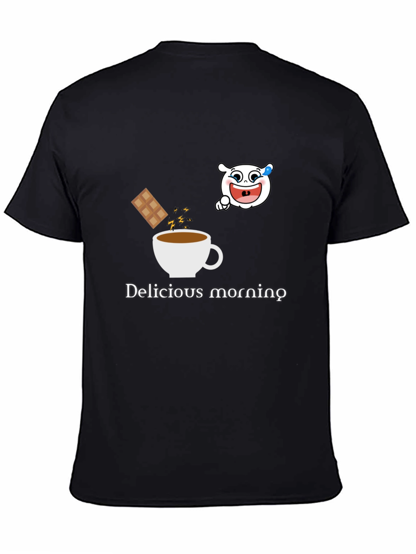 Delicious Morning Graphic Tee - Black Cotton Blend