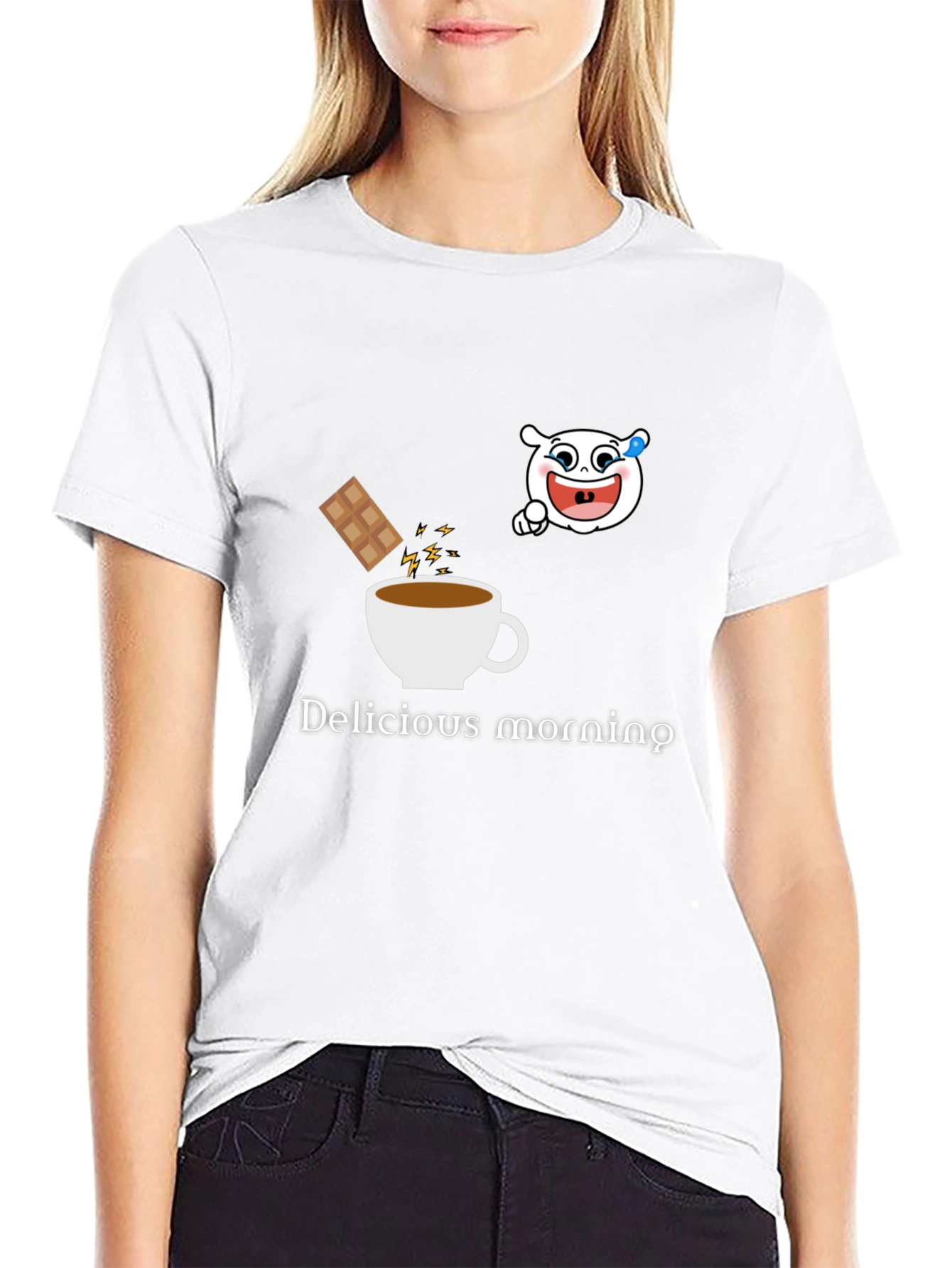 Delicious Morning Graphic Tee - Black Cotton Blend
