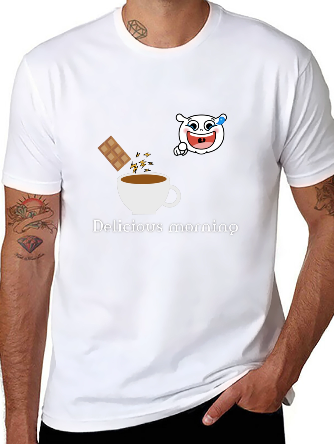 Delicious Morning Graphic Tee - Black Cotton Blend