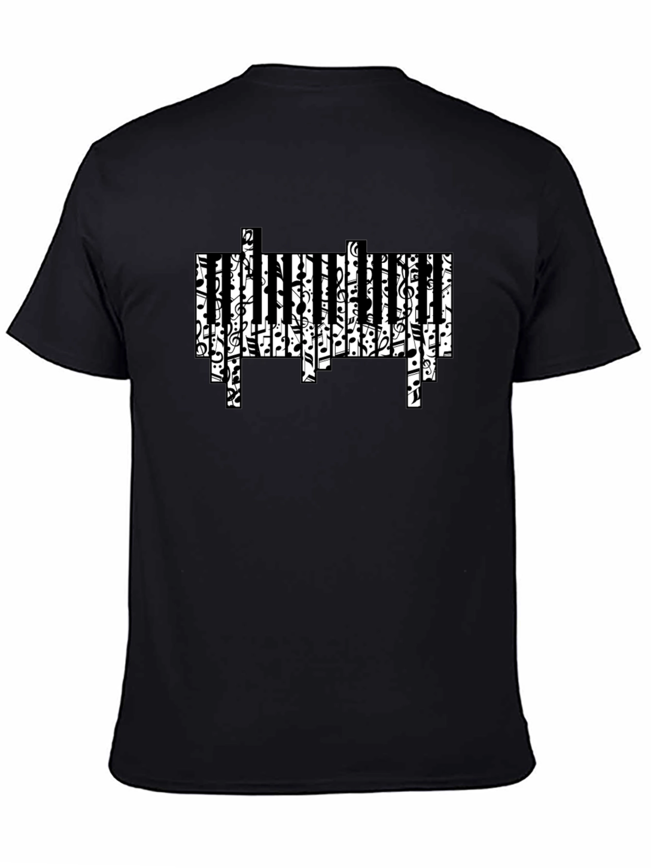 Musical Piano Key Design Black T-Shirt